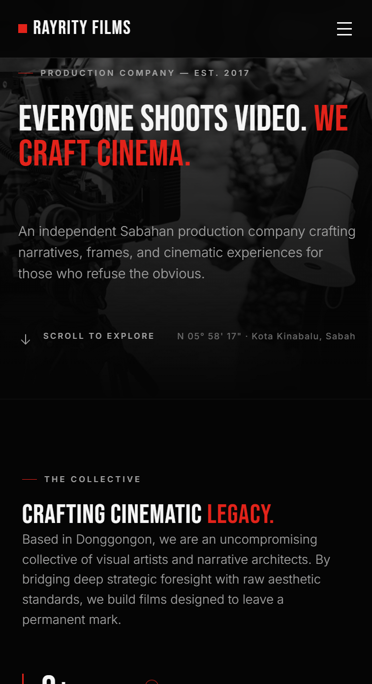 A recent website, mobile view